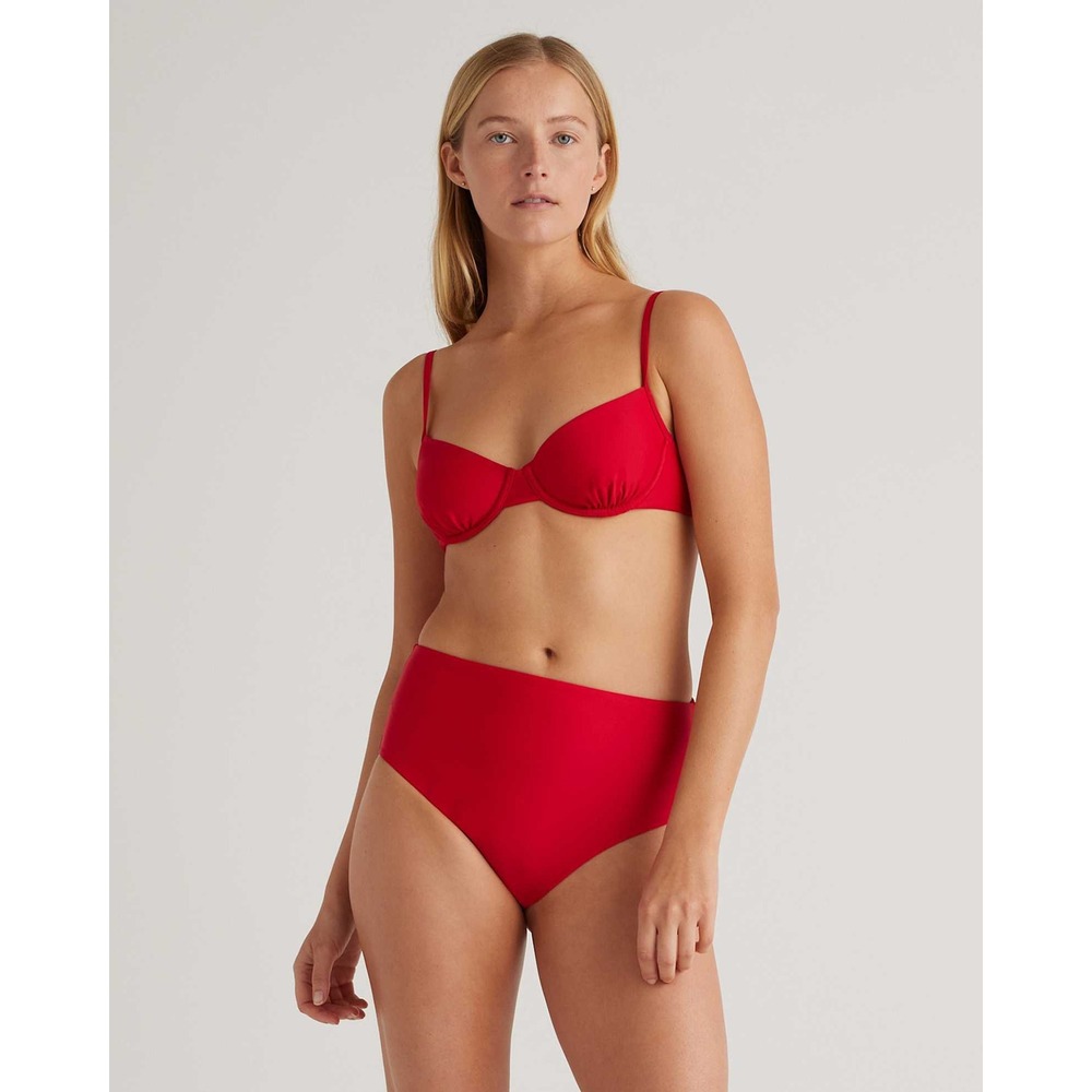 Quince Italian Demi Bikini Top Cherry Red NEW Womens Medium‎